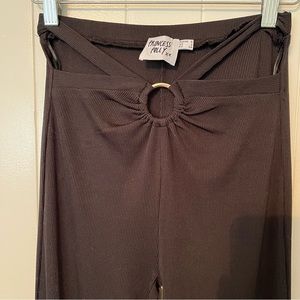 Princess Polly Pants Straight Leg Ribbed Cut Out Stretchy Sexy Black 2